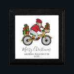 Personalized Merry Christmas Cyclist Santa Gift Box<br><div class="desc">Cute gift idea for a cyclist at Christmas. Featuring Santa on a bike bringing you the gifts. Click on the "Personalize" link above to change the name and year</div>