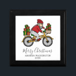 Personalized Merry Christmas Cyclist Santa Gift Box<br><div class="desc">Cute gift idea for a cyclist at Christmas. Featuring Santa on a bike bringing you the gifts. Click on the "Personalize" link above to change the name and year</div>