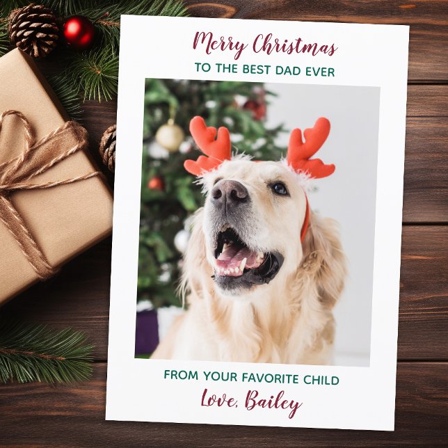 Personalized Merry Christmas Dog Dad Pet Photo Hol Holiday Card (Creator Uploaded)