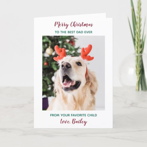 Personalized Merry Christmas Dog Dad Pet Photo Holiday Card
