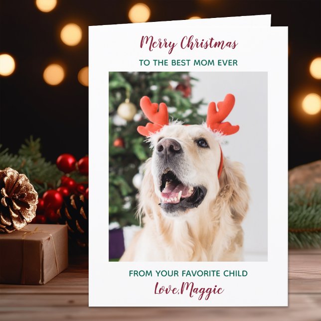 Personalized Merry Christmas Dog Mom Pet Photo Holiday Card (Creator Uploaded)