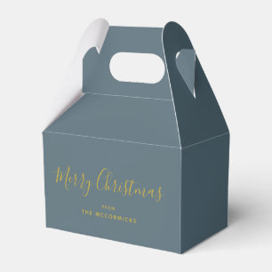 Personalized Merry Christmas Dusty Blue Party Favor Boxes