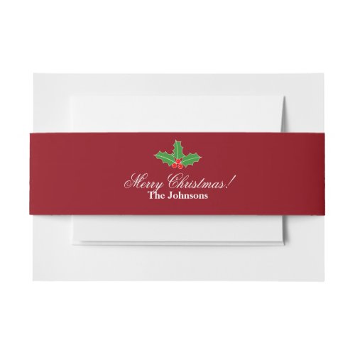 Personalized Merry Christmas envelope belly band