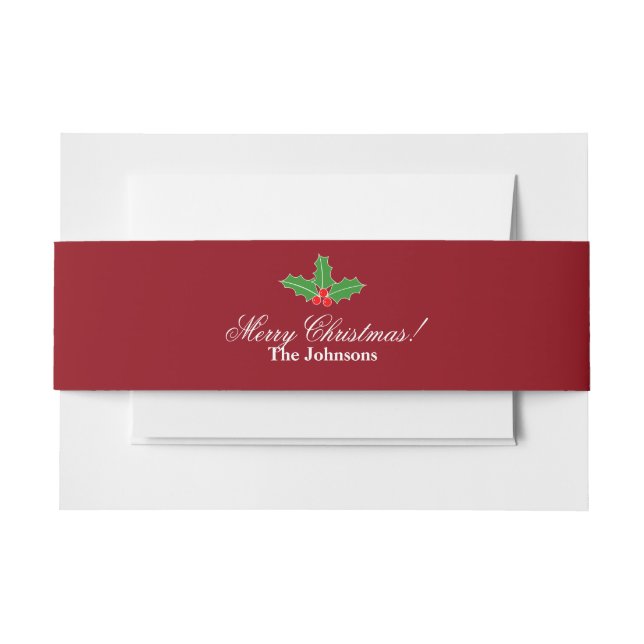 Personalized Merry Christmas envelope belly band (Front Example)
