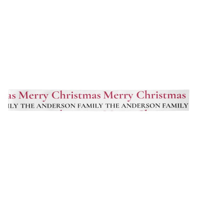 Personalized Merry Christmas Family Name Satin Ribbon (Front)
