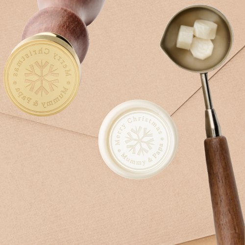 Personalized Merry Christmas Family Name Snowflake Wax Seal Stamp