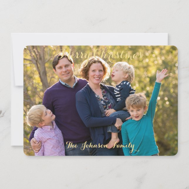 Personalized Merry Christmas Family Photo Happy Holiday Card (Front)