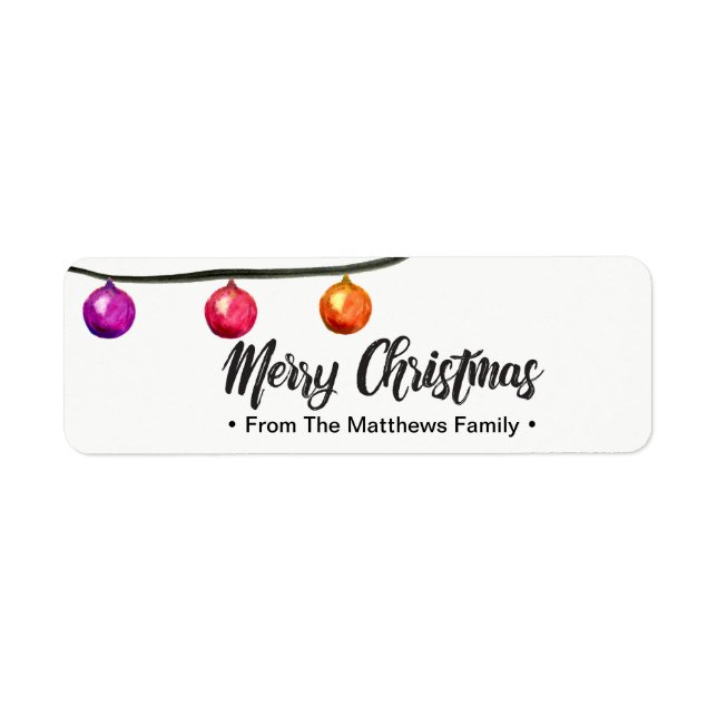 Personalized, Merry Christmas, Family, Watercolor Label (Front)