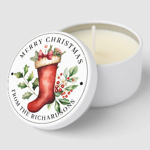 Personalized, Merry Christmas Festive Stocking Mini Candle Favors