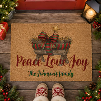 Personalized Merry Christmas Fiber Doormat