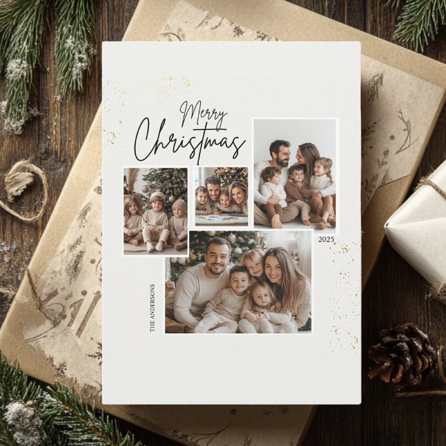 "Personalized Merry Christmas Four-Photo Collage  Invitation (Creator Uploaded)