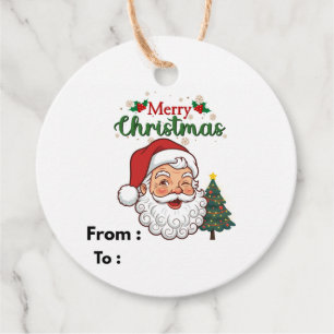 Personalized Merry Christmas Gift Tags with Santa 