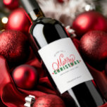 Personalized Merry Christmas Gift Wine Label<br><div class="desc">Spread some holiday cheer with this festive Christmas design. Perfect to give as a Christmas gift or bring to a Christmas Party! Print a bunch and use year after year!</div>
