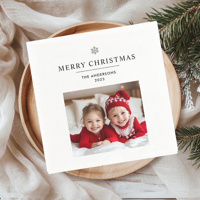 "Personalized Merry Christmas Gift with Photo Napkins (Creator Uploaded)