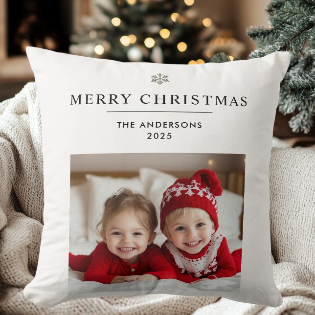 "Personalized Merry Christmas Gift with Photo  Throw Pillow (Creator Uploaded)