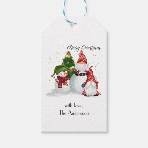 Personalized Merry Christmas Gnomes Snowmen  Gift Tags
