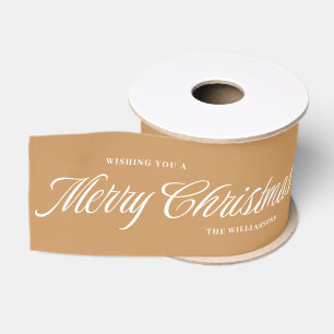 Personalized Merry Christmas Gold Ribbon