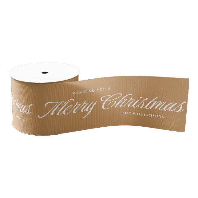 Personalized Merry Christmas Gold Ribbon (Spool)