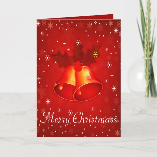 Personalized Merry Christmas Greetings and Photo Holiday Card (Front)