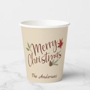 Personalized Merry Christmas Holiday Paper Cup