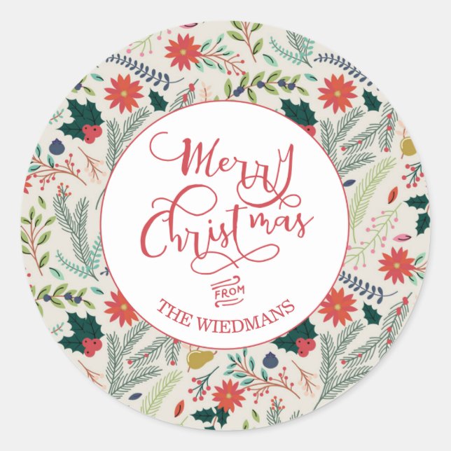 Personalized Merry Christmas Holiday Stickers (Front)