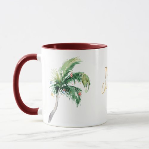 Personalized Merry Christmas Holidays Palm Tree Mug