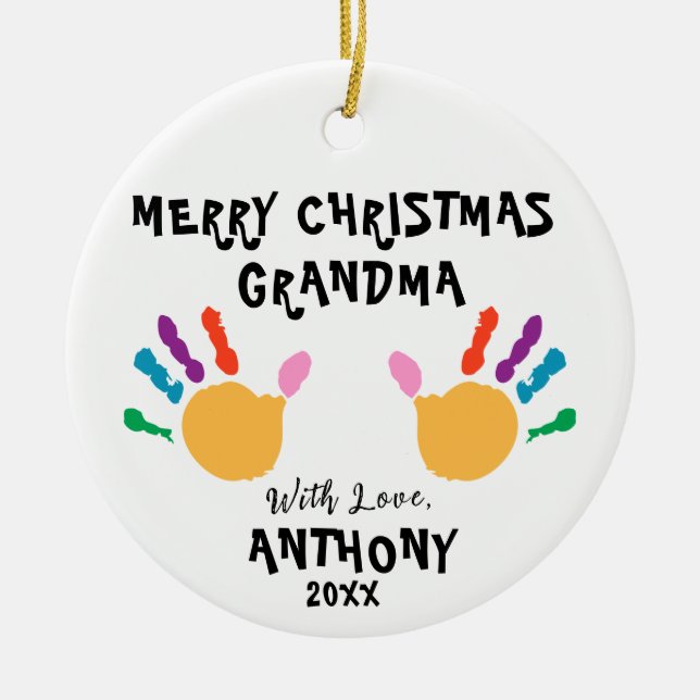 Personalized Merry Christmas Kids Hand Ornament (Front)