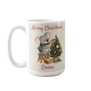 Personalized Merry Christmas Koala for Kids Coffee Mug