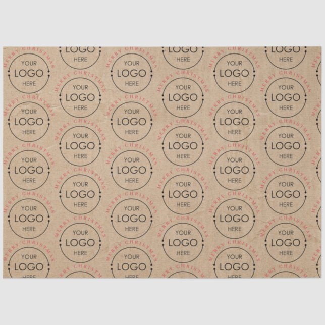 Personalized Merry Christmas Kraft Business Logo Tissue Paper (Front)