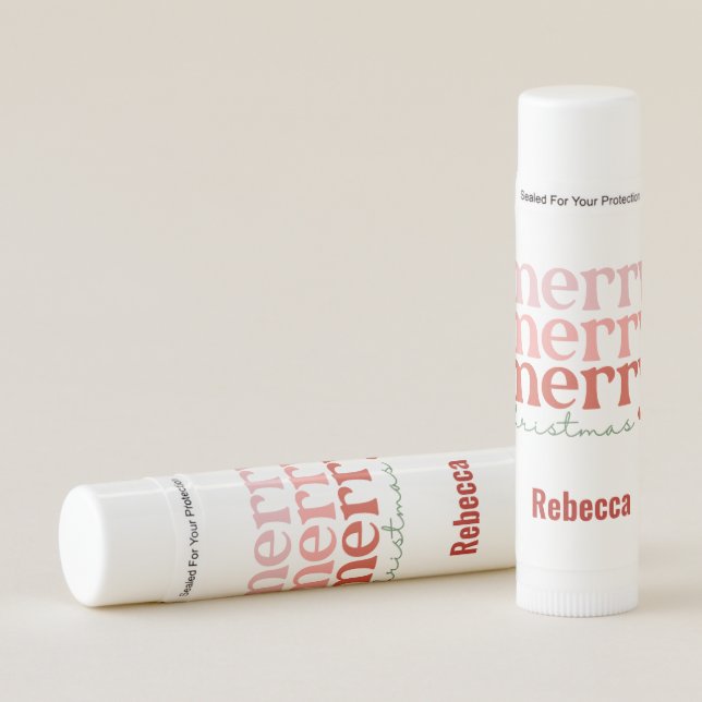 Personalized Merry Christmas Lip Balm (Front)