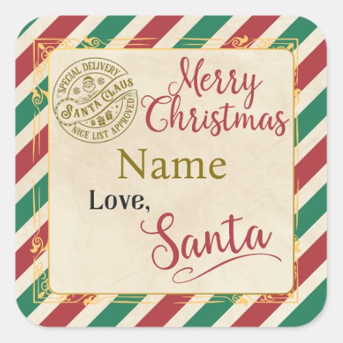 Personalized Merry Christmas Love Santa Label