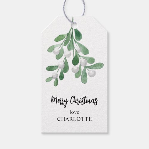 Personalized Merry Christmas Mistletoe Gift Tags
