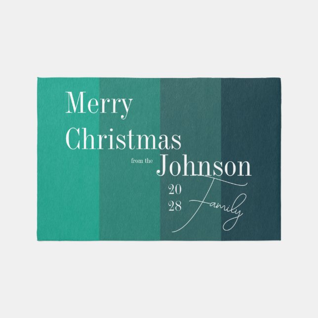 Personalized Merry Christmas Modern Typography Rug (Front)