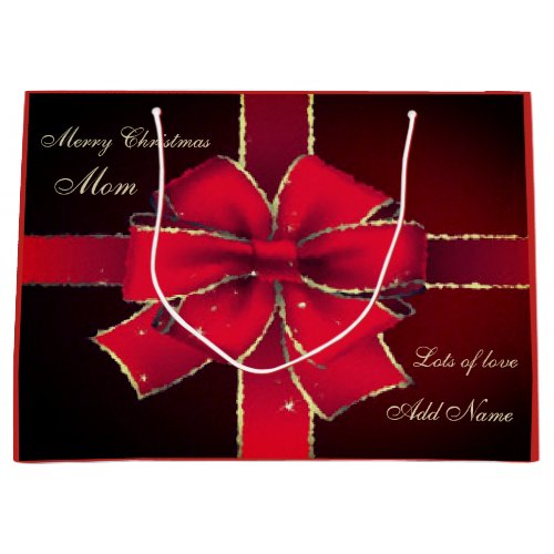 Personalized Merry Christmas Mom gift design Large Gift Bag