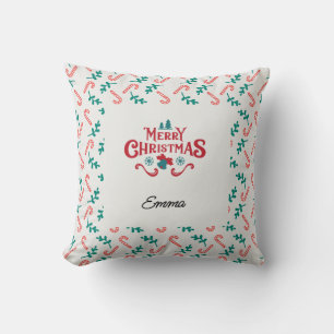 Personalized Merry Christmas Name Holiday Pillow