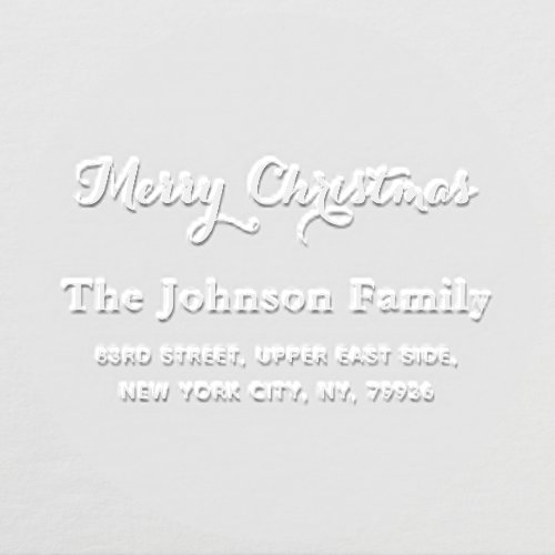 Personalized Merry Christmas Name Return Address Embosser
