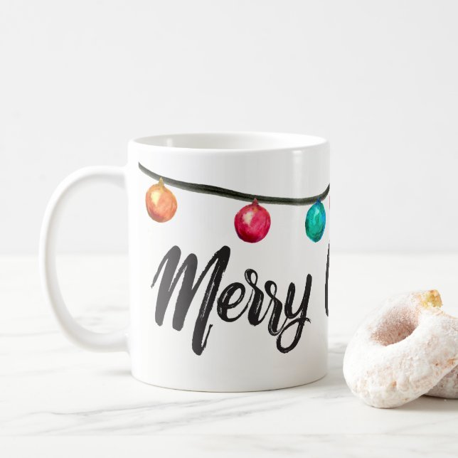 Personalized Merry Christmas Ornament Coffee Mug (With Donut)