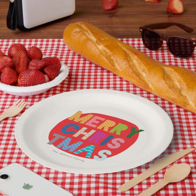 Personalized Merry Christmas Paper Plate  (Picnic)