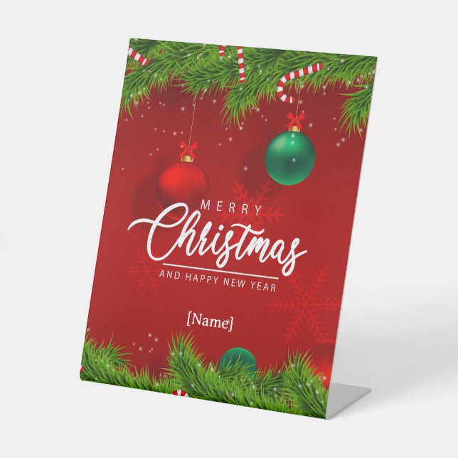 Personalized Merry Christmas Pedestal Sign (Front)