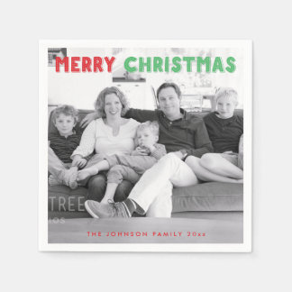 Personalized Merry Christmas Photo Paper Napkins