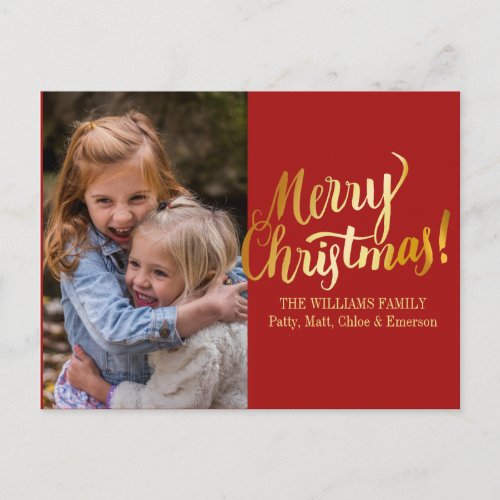 Personalized Merry Christmas Photo Postcard