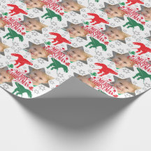 Personalized Merry Christmas Photo T-Rex