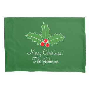 Personalized Merry Christmas pillowcase for bed