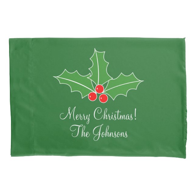 Personalized Merry Christmas pillowcase for bed (Front)