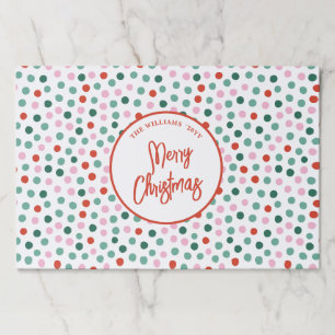 Personalized Merry Christmas Polka Dots Placemat