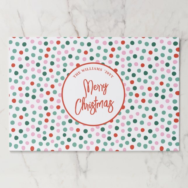 Personalized Merry Christmas Polka Dots Placemat (Front)