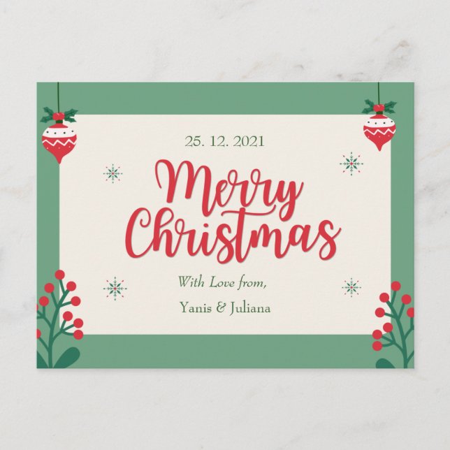 Personalized Merry Christmas Postcard (Front)