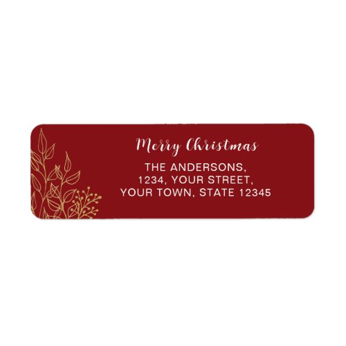 Personalized Merry Christmas Red Return Address  Label