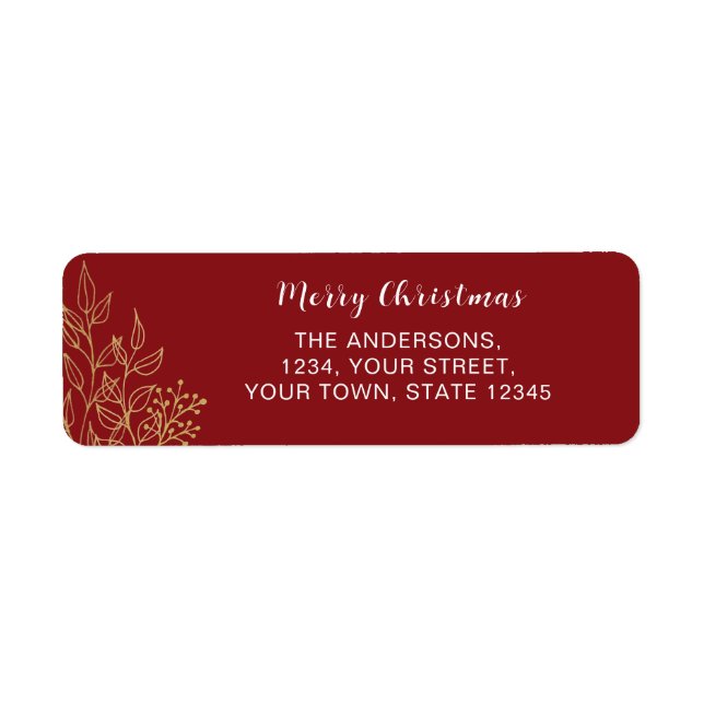 Personalized Merry Christmas Red Return Address  Label (Front)