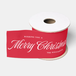 Personalized Merry Christmas Red Ribbon